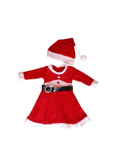 Pazarız Kız Çocuk Pileli Noel Elbise Noel Baba Kıyafeti Kostümü Renkli