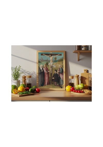 Rönesans Bosch Bağışçıyla Çarmıha Geriliş Çerçevesiz Poster 21x30 Cm A4 Tablo Rönesans Klasik Sanat