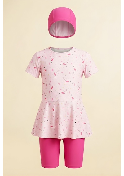 Modanino Kız Çocuk 3'lü Mayo Takımı Tunik Boy Üst+diz Boy Alt Ve Bone 7-16 Yaş 12601b Pembe Modanino Kız Çocuk 3'lü Mayo Takımı Tunik Boy Üst+diz Boy Alt Ve Bone 7-16 Yaş 12601b Pembe