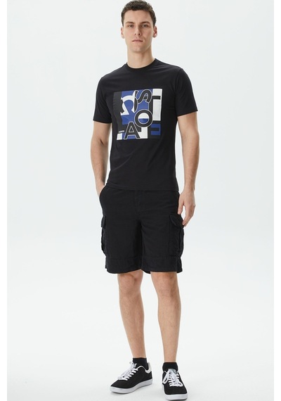 Lacoste Men's Relaxed Fit Black Bermuda Shorts Erkek Kargo Cepli Rahat Kesim Pamuk Keten Şort Siyah