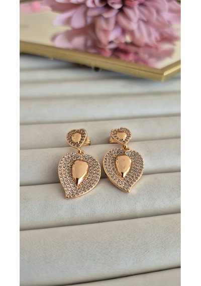 Vip Vintage Kararmaz Heart Küpe Altın
