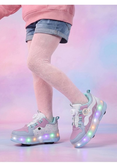 Undergrand Işıklı Patenli 4 Tekerlekli Spor & Paten Dönüşümlü Çocuk Ayakkabısı Bebe Mavi-lila