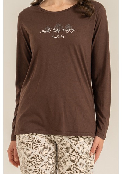 Pierre Cardin 9274 Modal Uzun Kol Kadın Pijama Takımı Kahverengi Pierre Cardin 9274 Modal Uzun Kol Kadın Pijama Takımı Kahverengi