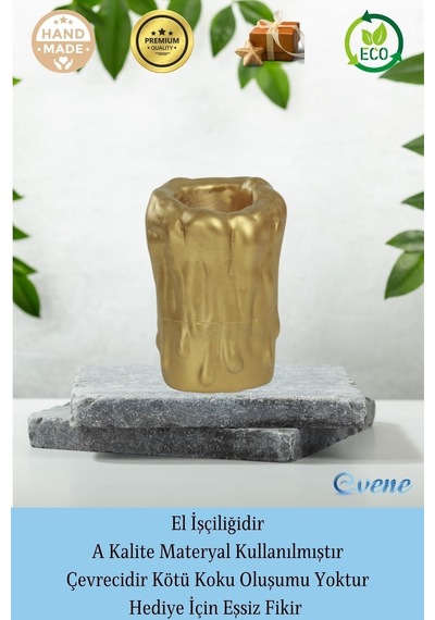 Mumluk Şamdan Tealight Mum Uyumlu Büyük Erimiş Mum Model - Altın