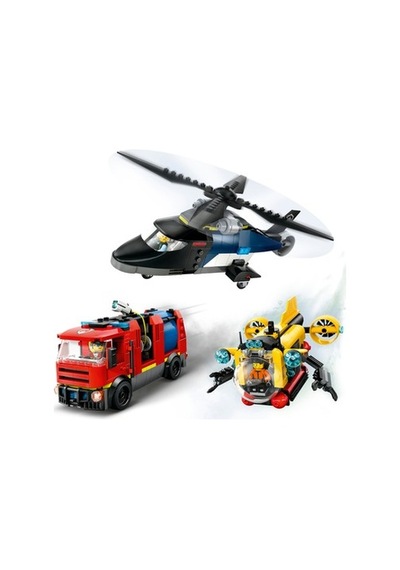 Lego Çocuklar İçin İtfaiye Kamyonu Ve Helikopter Seti - 7 Yaş Üzeri