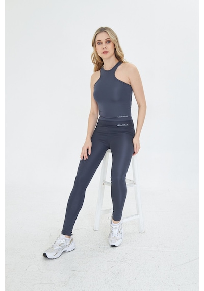 Sportempt Lesa Wear Çapraz Detaylı Basic Spor Crop Atlet Antrasit