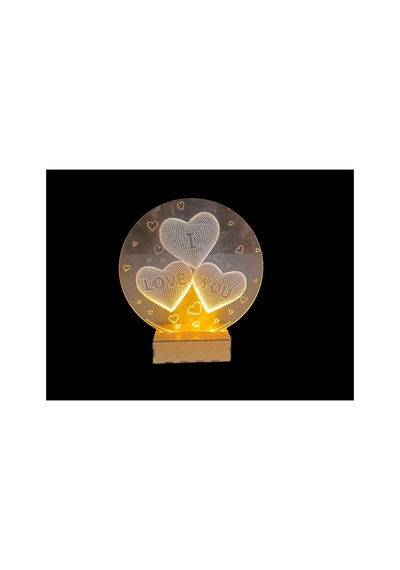 Şeffaf İlizyon Led Gece Lambası I Love You Kalp Görseli 18x20 Cm
