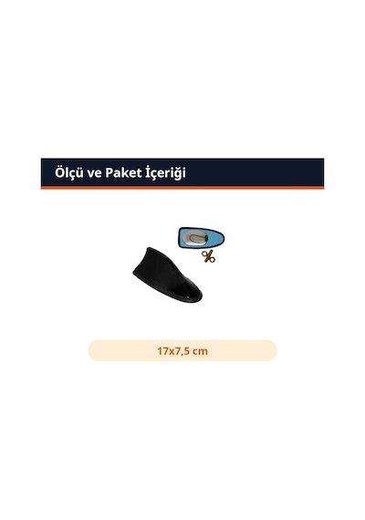Trobus Oto Elektronik Anten Köpek Balığı Silikon Tabanlı 17x7,5 Cm Parlak Siyah