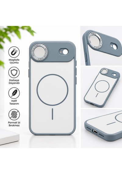 İphone 17 Aır Uyumlu Kamera Korumalı Silikon Gri