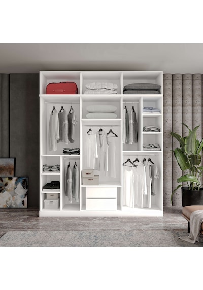 Milas 6 Kapaklı Komple Mdf Yüklüklü Gardırop