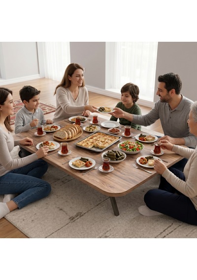 Ahşap Renk Oval Kenarlı Katlanabilir Yer Sofrası Ve Yemek Masası 119x69 Cm Metal Ayaklı 6 Kişilik Masa Ceviz Ahşap Renk Oval Kenarlı Katlanabilir Yer Sofrası Ve Yemek Masası 119x69 Cm Metal Ayaklı 6 Kişilik Masa Ceviz