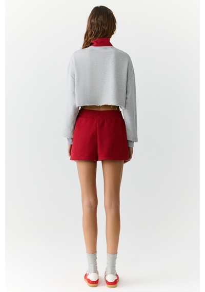 Urban Beat Mıkaela Kadın Dik Yakalı Crop Grimelanj Sweatshirt Grimelanj