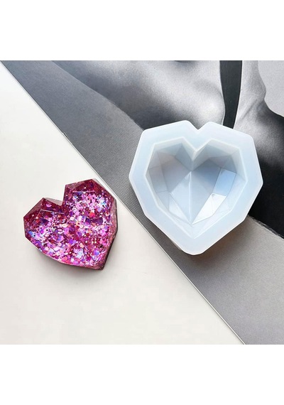 Tahtakale Toptancı Epoksi, Mum, Taş Tozu 3d Geometrik Kalp Silikon Kalıbı 5.7 Cm