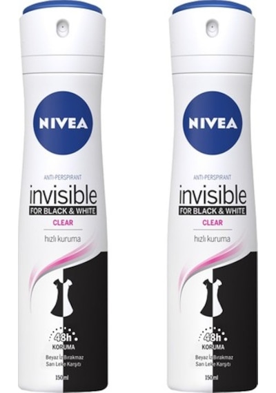 Nivea Black&White Invisible Clear Kadın Deodorant 150 ML x 2
