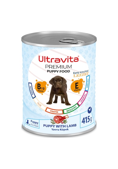 Ultravita Premium Yüksek Proteinli Karışık Etli Konserve Köpek Maması 24 x 415 G