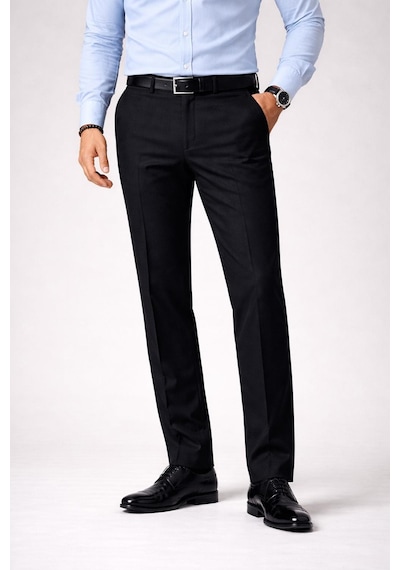 Classics Men Caserta Klasik Fit Likralı Erkek Kanvas Pantolon - 7516 Siyah