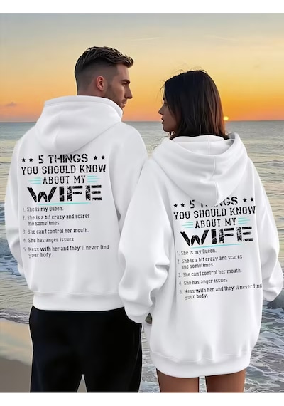 Nevermind 5 Things Yazılı Unisex Hoodie Sevgili Kombini Oversize Kapüşonl Beyaz