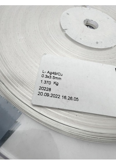 Wilke L-ag 49/cu Sandwich Gümüş Alaşım Lehim Şeridi 0,3x3,5mm 1,30kg