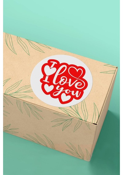 90 Adet I Love You Kalpli Etiketi Kırmızı Beyaz 3x3cm St2038 Çok Renkli