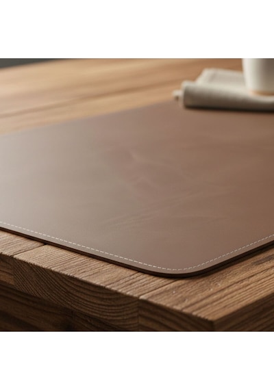 2 Adet Deri Mürdüm Çift Taraflı Kenar Dikişli Amerikan Servis 33x44 Cm-kolay Silinebilir Supla Vizon