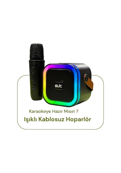 Blic BLS-55 Mini Taşınabilir Işıklı Kablosuz Bluetooth 5.0 Karaoke Hoparlör