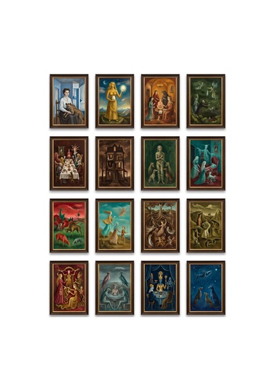 Leonora Carrington Tabloları 16'lı Sticker Seti Laptop Defter Etiketi Çok Renkli