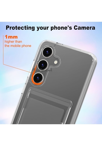 Samsung Galaxy A55 Uyumlu Kılıf Şeffaf Kartlık Bölmeli Yumuşak Silikon