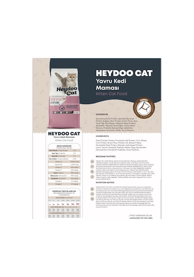 Heydoo Tavuklu Yavru Kedi Maması 12 KG