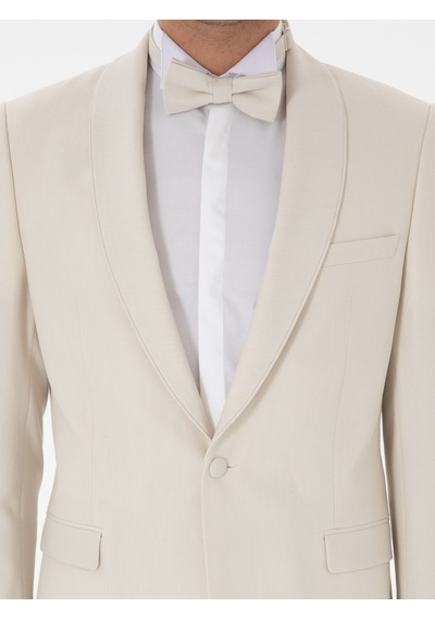 Cacharel Ekru Slim Fit Şal Yaka Smokin Damatlık Bej Cacharel Ekru Slim Fit Şal Yaka Smokin Damatlık Bej