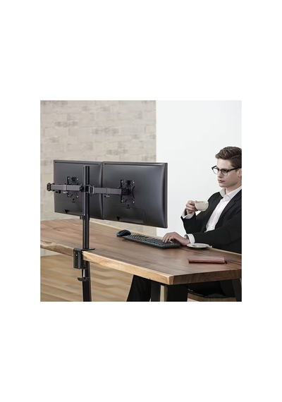 14-32 İnç Düz Kavisli Ekranlar İçin Çift Kol Monitör Standı Ayarlanabilir Yükseklik Eğim Lcd Led Tv - 789515238