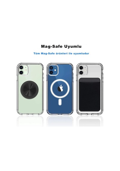 Iphone 12 Pro Max Kılıf Kamera Lens Korumalı Magsafe Destekli Şeffaf Darbe Emici Sert Kapak