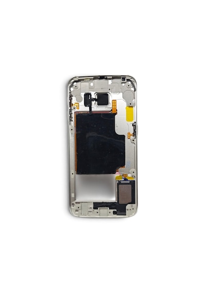G925 Orta Kasa Galaxy S6 Edge Uyumlu Beyaz Renk Orta Kasa Çerçeve + Ses Açma On Off Tuş Plastik Kamera Camı Ve Hoparlör Gümüş