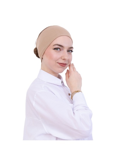 Modish Group Kadın Tesettür Bandana Penye Kaymaz Hazır Şal Eşarp Altı Bone Rahat Kullanım Koyu Vizon