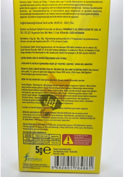 Ramorin Jel Hamam Böceği Karınca Mücadelesi Hazır Damla Yem 5 G