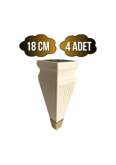 Kule Desenli Krem Plastik Ayak Mobilya Masa Ve Dolap Ayağı 18cm Krem - Altın 4 Adet Krem
