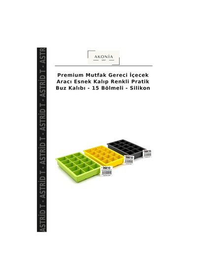 Premium Mutfak Gereci İçecek Aracı Esnek Kalıp Renkli Pratik Buz Kalıbı - 15 Bölmeli - Silikon Çok Renkli