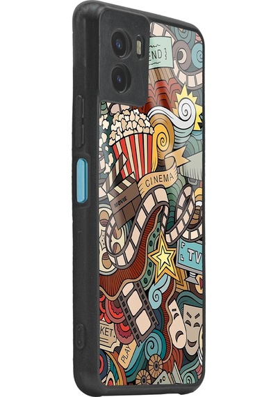 Vivo Y15s Retro Cinema Tasarımlı Glossy Telefon Kılıfı Siyah