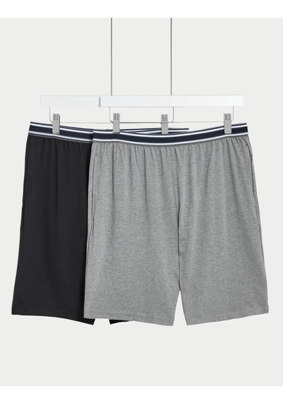 Marks & Spencer Saf Pamuklu 2'li Pijama Altı Seti Gri