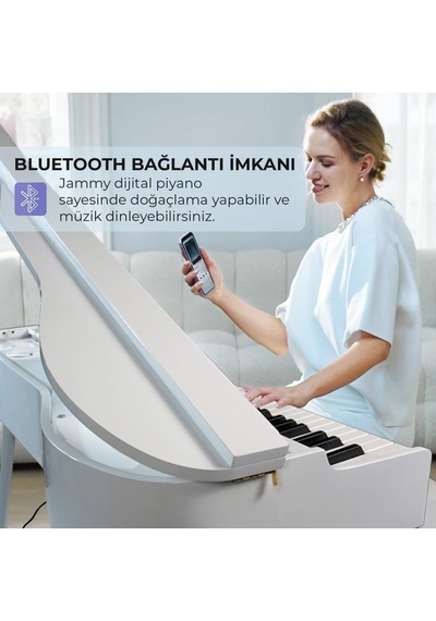 Maxword Jammy Yüksek Kaliteli Hammer Action 88 Tuşlu Dijital Piyano Beyaz