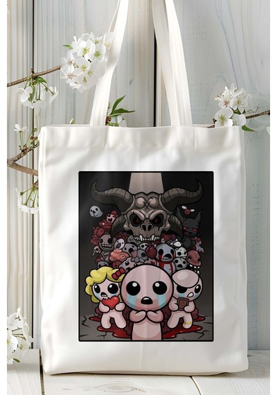 Art Hediye The Binding Of İsaac Oyun Baskılı Bez Çanta Omuz Çantası Kişiye Özel Model 5 Çok Renkli