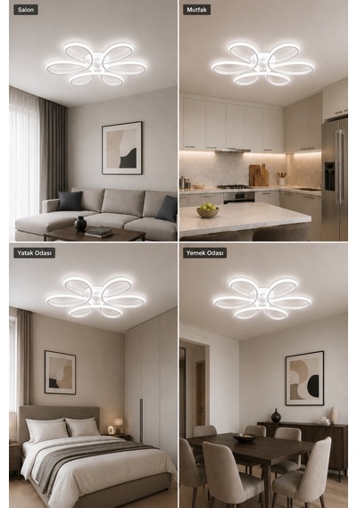 Niva Led Plafonyer Avize 3 Renk Kumandalı Beyaz