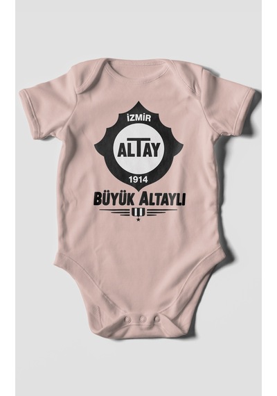 Morivokids Büyük Altaylı Altayspor Kısa Kollu Bebek Body %100 Pamuk Pastel Pembe