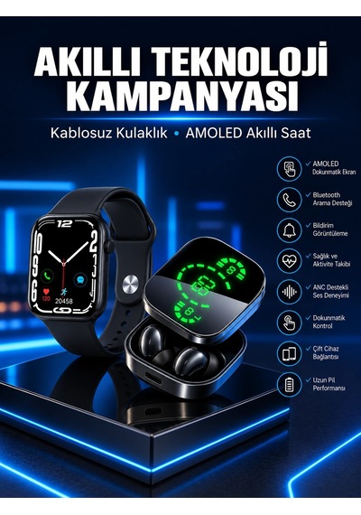Mey İthalat Yeni Nesil Akıllı Saat Ve Ucuz Kaliteli Bluetooth Kablosuz Kulaklık Amoled Ekran