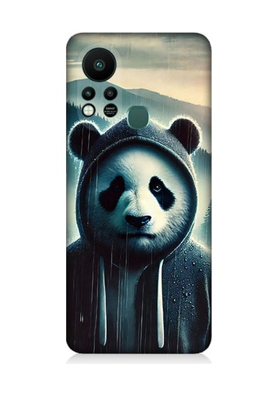 İnfinix Hot 11s Uyumlu Kapüşonlu Panda Yalnızlığı Desenli Silikon Kılıf Çok Renkli