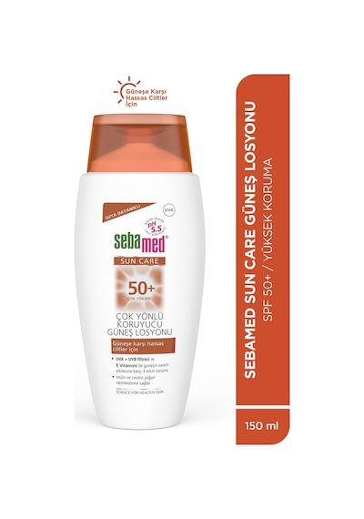 Sebamed Sun Care SPF 50+ UVA/UVB Filtresi ve E Vitamini Üçlü Yüksek Koruma Çok Yönlü Güneş Losyonu 150 ML