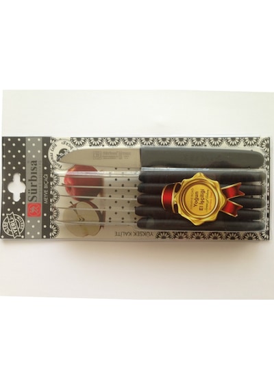 Sürbisa 61007 Sürmene Meyve Bıçağı 6'lı 7.5 CM Siyah