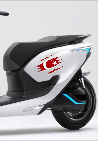 Yırtıklı Türk Bayrağı Sticker - Paçalı Türk Bayrağı Ay Yıldız Sticker - Araba Oto Mtosiklet Karavan Sticker - 00034 30x22 Cm