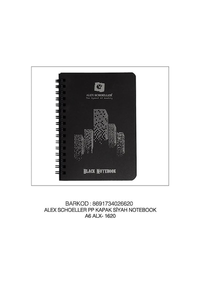 Alex Shoeller A6 Siyah Spiralli 60 Yaprak Defter