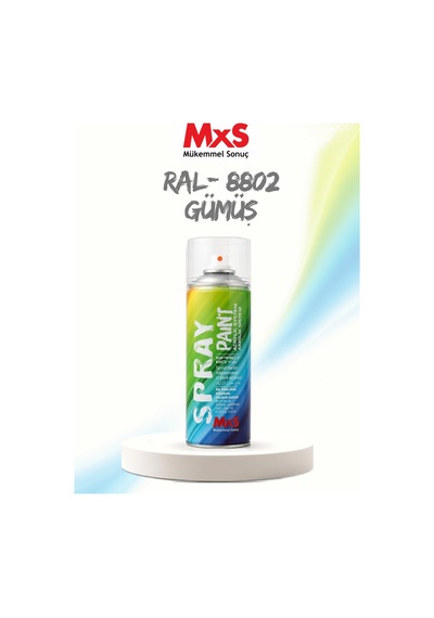 Mxs Ral 8802 Gümüş Akrilik Sprey Boya 400 Ml Siyah