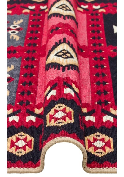 Arya Ar 28 Red %100 Geri Dönüşümlü Pamuktan Çift Taraflı Yıkanabilir Modern Dekoratif Kilim